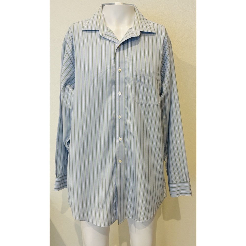 Brooks Brothers Dress Shirt Mens 17-33 Blue Striped Non Iron Long Sleeve